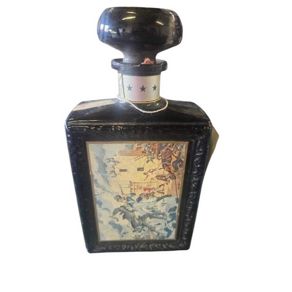 JW Dant Americana Collection The Alamo Decanter Purple Amethyst Glass Bottle '69